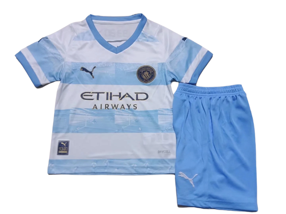 Kit Infantil Manchester City 22/23 Versão Jogador Ed. Especial Azul e  Branco - Imports do vale