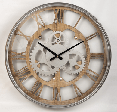Reloj de Pared de Madera y Metal Gancho