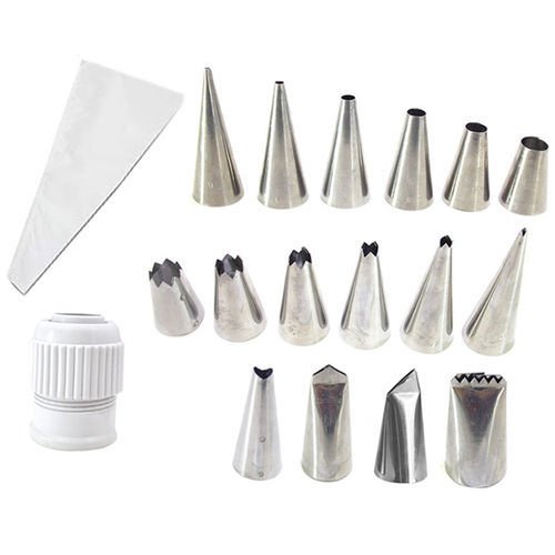 Kit 1 Saco Decorador Confeiteiro com 12 Bicos Inox para Bolo e Cup Cake