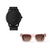 combo reloj negro con anteojos de sol marron  marca Valkur diseñado en argentina