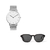 combo reloj mujer plateado con anteojos de sol negro marca Valkur diseñado en argentina