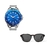 combo reloj azul con anteojos de sol negro marca Valkur diseñado en argentina