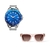 combo reloj azul con anteojos de sol marron marca Valkur diseñado en argentina
