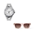 combo reloj plateado con anteojos de sol marron marca Valkur diseñado en argentina