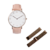 reloj para mujer dorado correa cuero rosa marca Valkur diseño Argentino