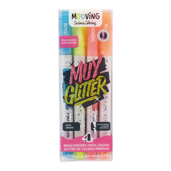 MOOVING RESALTADORES MUY GLITTER TINTA LIQUIDA X 4 COLORES ( 327784 )