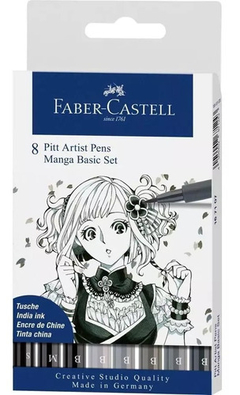 Marcadores Pitt Artist Manga Basic Set X 8 Faber Castell ( 36910 )