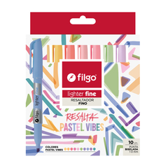 FILGO RESALTADOR LIGHTER FINE PASTEL VIBES X 10 COLORES