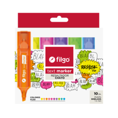 FILGO RESALTADORES TEXT MARKER X 10 COLORES FLUO ( 334916 )