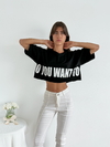 Remera algodón manga oversize ancha al corte DO YOU WANT TO