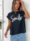 Remera amplia manga rebatible Smile