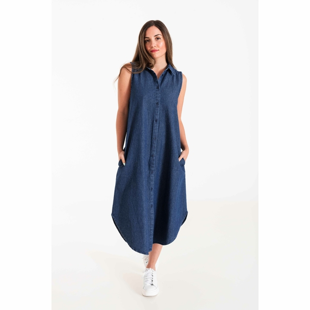 VESTIDO CAMISERO SIN MANGAS DE JEAN