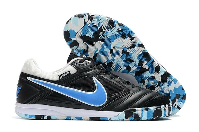 Chuteira de futsal Supreme x Nike SB Gato IC Preta com Azul