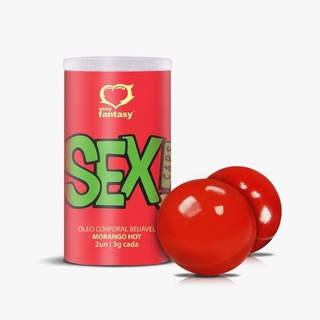 Bolinha Beijável Morango Hot Sex Caps com 02 und Sexy Fantasy