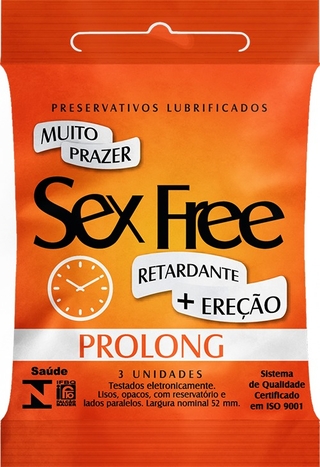 Preservativo Lubrificado Sex Free Prolong com Efeito Retardante + Ereção Sex011