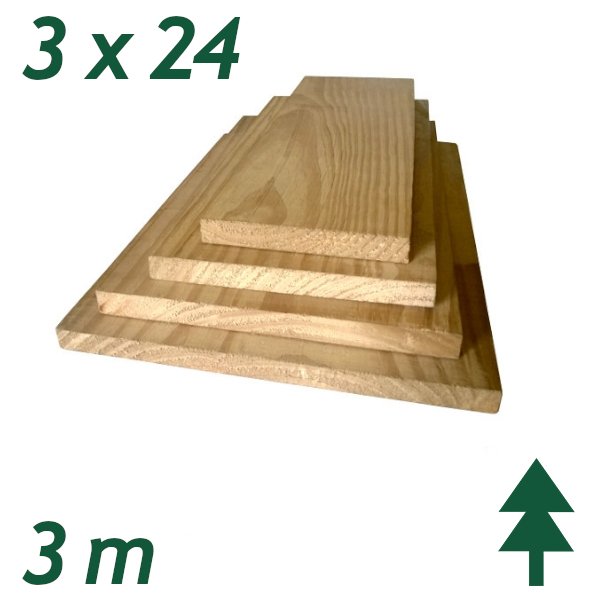 Prancha de pinus tratado 3 x 7 a 29 x 300cm-24cm (Autoclave) Com Nó