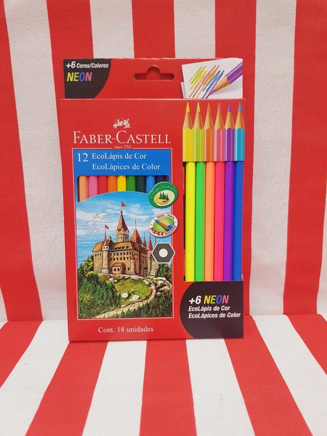 Lapices de colores x12 +6 Neon de Faber Castell