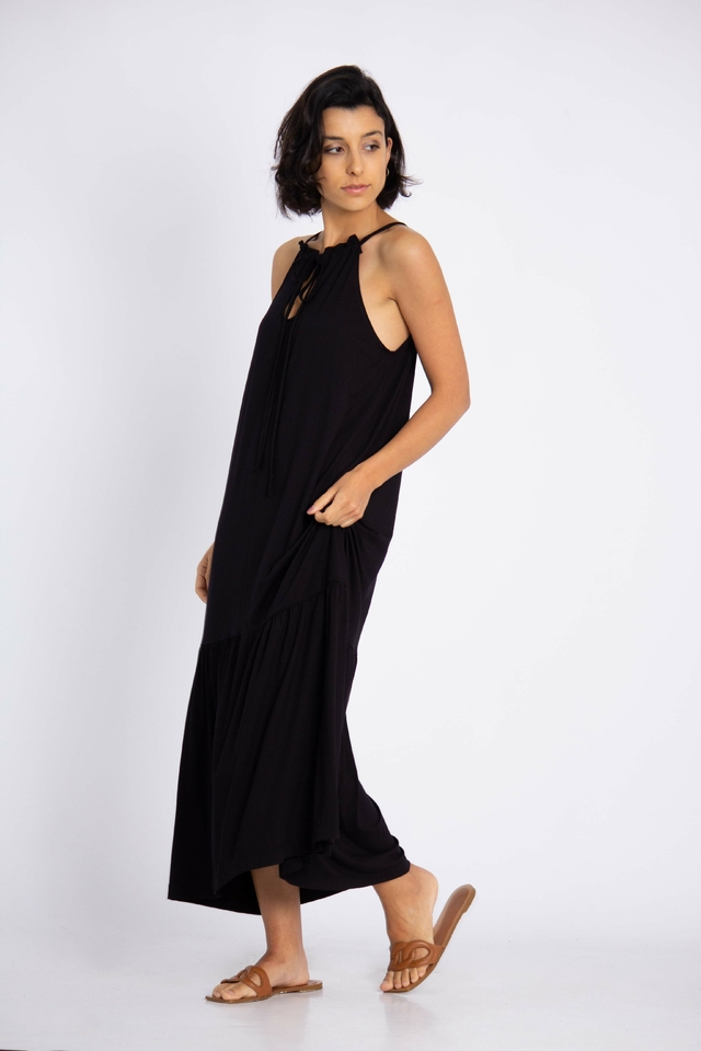 Vestido Fald n Modal Negro Gea Indumentaria Bs. As