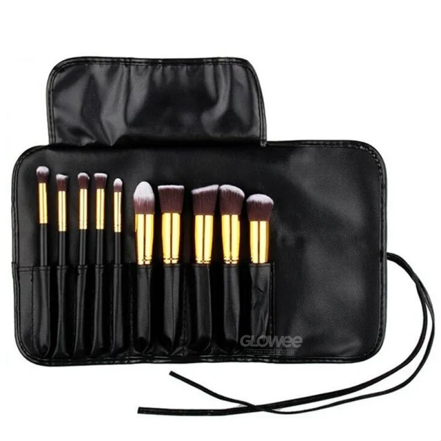 Set X10 Brochas Kabuki Pinceles Maquillaje Incluye Estuche!!