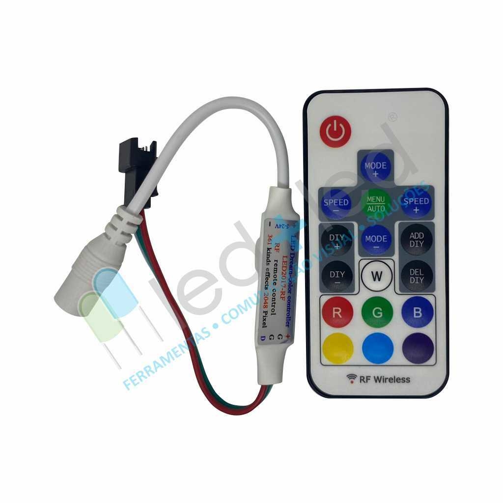 Controladora LED RGB Sequencial Digital 3 Vias 120W com Controle Remoto