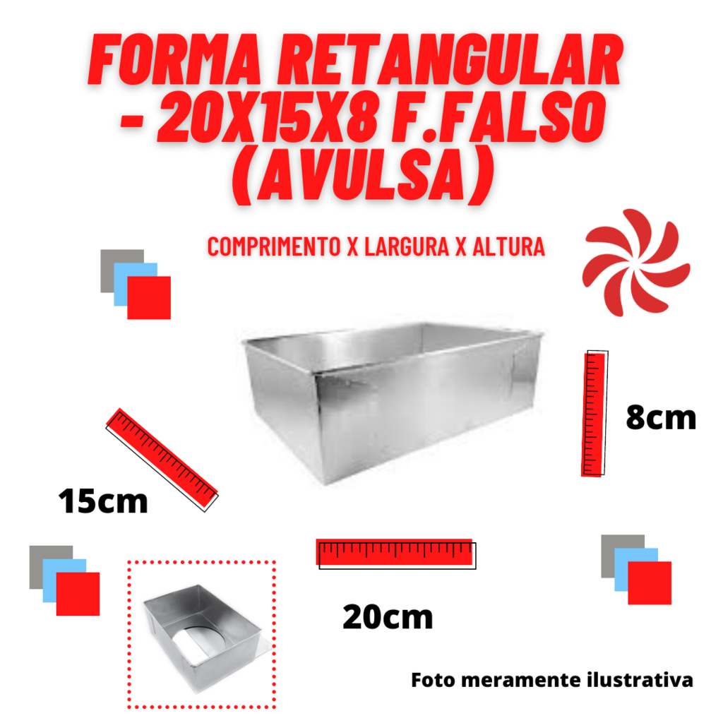 FORMA RETANGULAR F.FALSO 08CM - 20X15X8