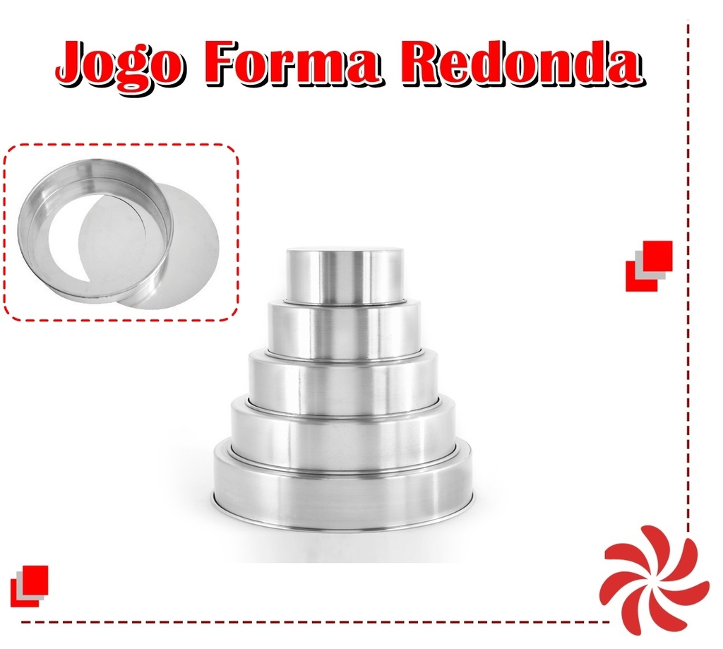 JOGO DE FORMA REDONDA C/5 F. FALSO - 5CM DE ALTURA - x15 x20 x25 x30 x35