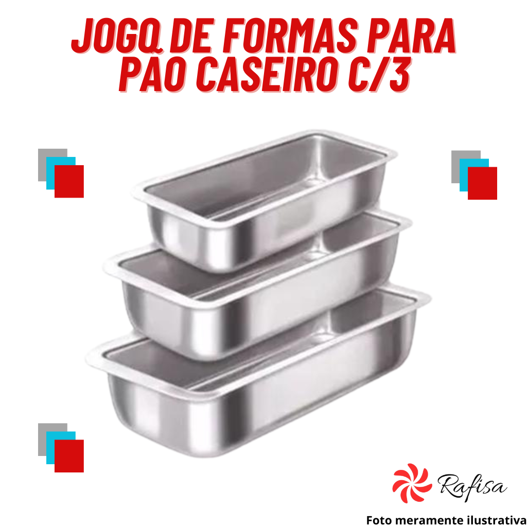 JOGO DE FORMAS PARA PÃO CASEIRO COM 3 UNIDADES