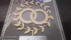 Imagem do TOPO DE BOLO MDF TEMAS DIVERSOS GLITTER DOURADO