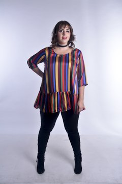 Blusa Rita rayada con volado