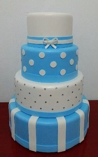 Bolo Fake Príncipe azul e branco Aniversário Chá de Bebê