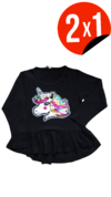 REMERA UNICORNIO BIFAZ C/NUDO NEGRO