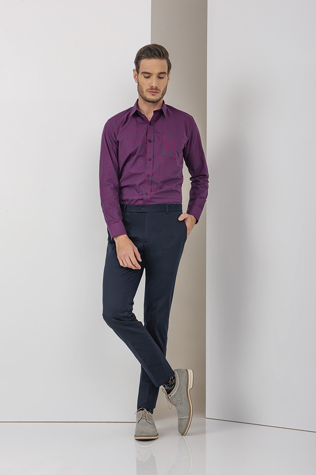 CAMISA MASCULINA RAFFER ROXA XADREZ SLIM FIT - DSOCIAL