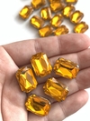 APLIQUE PEDRA OCTAGONAL AMARELO OURO (17MM) - 5 UNIDADES