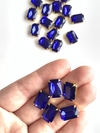 APLIQUE PEDRA OCTAGONAL AZUL MARINHO GARRA DOURADA (15MM) - 5 UNIDADES