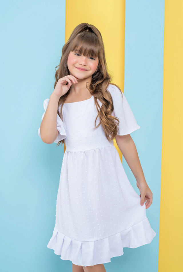 Vestido infantil best sale de formatura branco