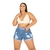 Short Feminino Jeans Plus Size Claro Com Cinto E Barra Feita na internet