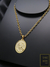 Imagem do Corrente Cadeado 60cm 5mm Fecho Gaveta Banhada a Ouro 18K + Pingente Medalha Face de Cristo