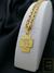 Corrente Cadeado 60cm 4mm Fecho Gaveta Banhada a Ouro 18K +Pingente Cruz com Perfil de Cristo