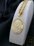 Corrente Cadeado 60cm 5mm Fecho Gaveta Banhada a Ouro 18K + Pingente Medalha Face de Cristo