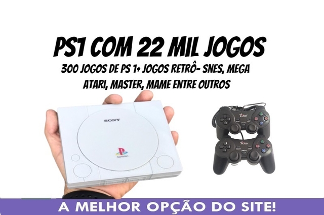 Mini Playstation 1 com 93 MIL jogos retrô 350 jogos de ps1 e 2 controles  modelo ps2 + Estrela Brinde Super Mário