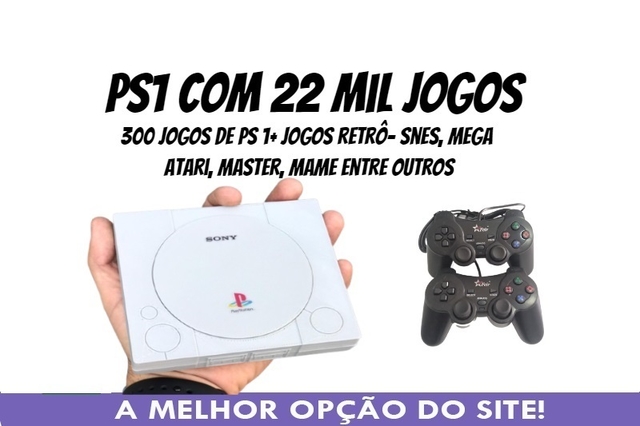 Mini Playstation 1 com 93 MIL jogos retrô 350 jogos de ps1 e 2 controles  modelo