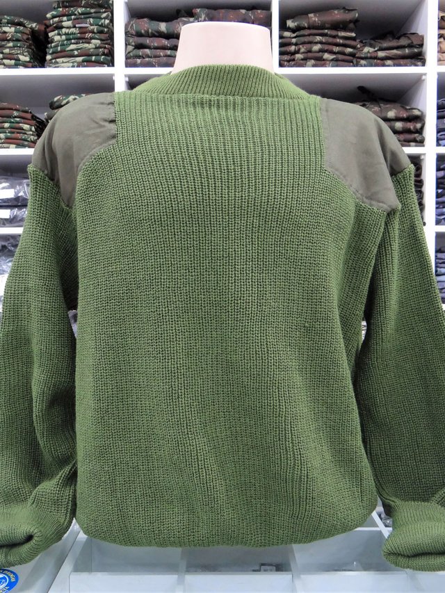 Suéter de Lã Preto/Verde Oliva