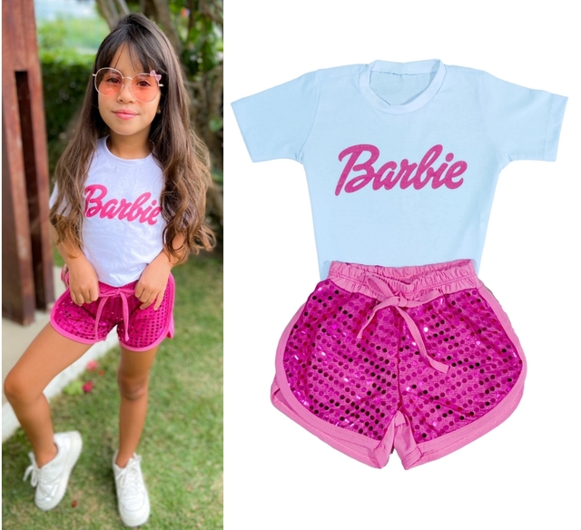 Conjunto Blusa e saia em Paete Barbie menina blogueirinha moda