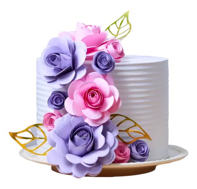 Topper/Topo de Bolo delicado e Personalizado com flores de Papel