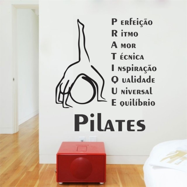 Adesivo Decorativo Parede Frase Pilates Pratique