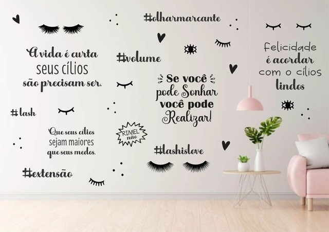 Adesivo de parede Cílios - Salão de Beleza - Lash com Nome