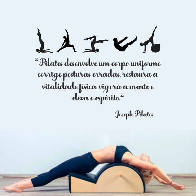 Adesivo Decorativo Parede Frase Pilates Joseph Desenvolve Um Corpo P15