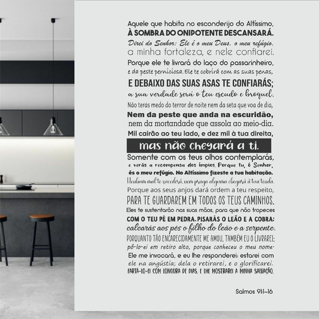 Quadro Decorativo Salmo 91 Frase Religioso