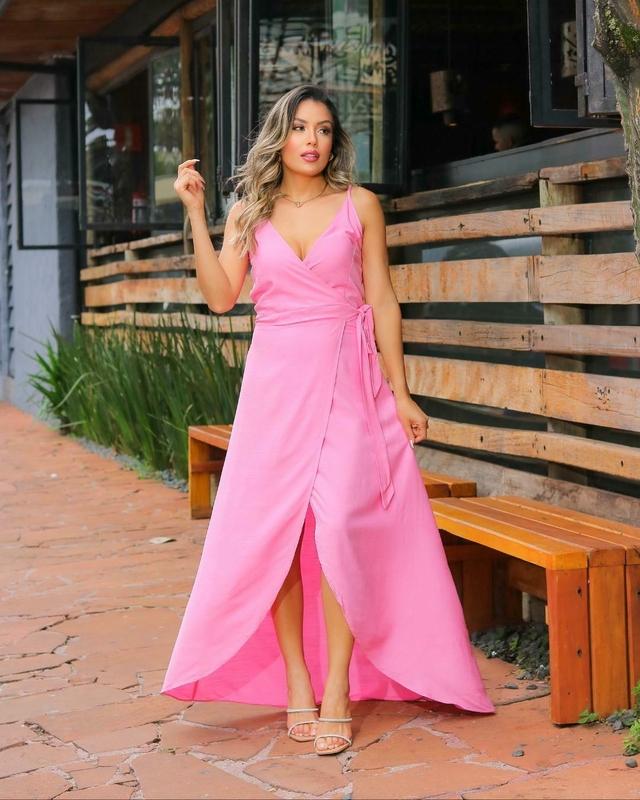 Vestido Lili Envelope Longo Alcinha Ros