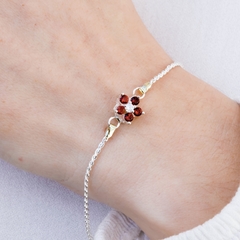 Pulsera Maciza c/Centro Flor con Piedra